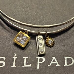 Silpada Silver and Gold Charm Bracelet with Intricate Designs